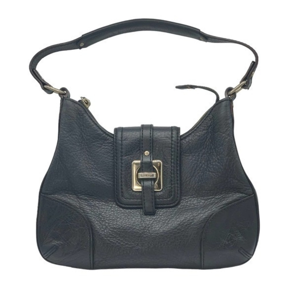 KATE SPADE black pebbled leather tote buckle bag